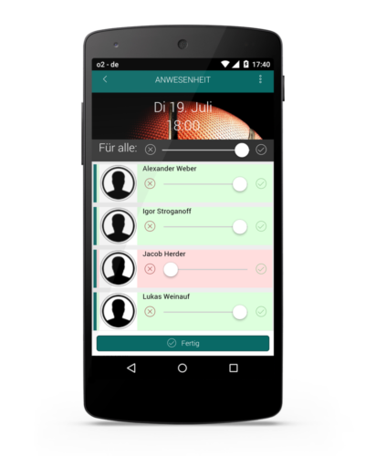 Trainingsbeteiligung in der App erfassen Trainingsbeteiligung in der App erfassen
