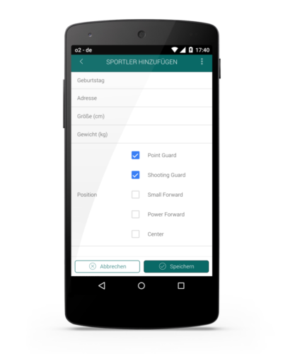 Spieler anlegen in der App Spieler anlegen in der App