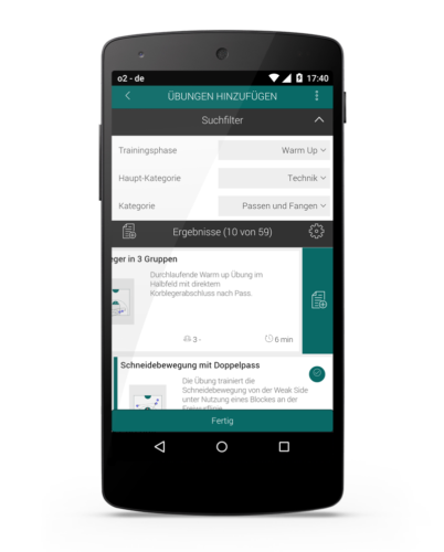 Übungen zum Training hinzufügen in der App Übungen zum Training hinzufügen in der App