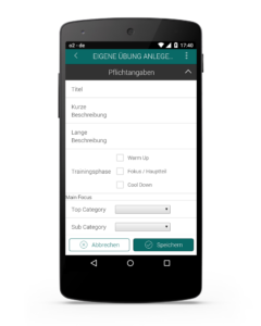 Pflichtangaben für eigene Fußballübungen in der 99coaches App